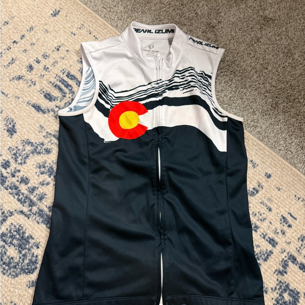 Pearl Izumi Women's Cycling Jersey - Blue and White with Red and Yellow Accents